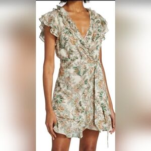 Veronica Beard Green and Orange Floral Mini Dress